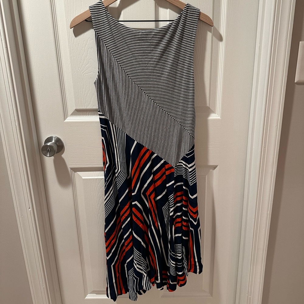 Maeve Anthropologie Navy Red White Cameron Dress Asymmetrical Dress - Size Small